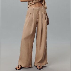 Anthropologie Maeve Pants Women Small Avery High Rise Pleated Linen Trouser New